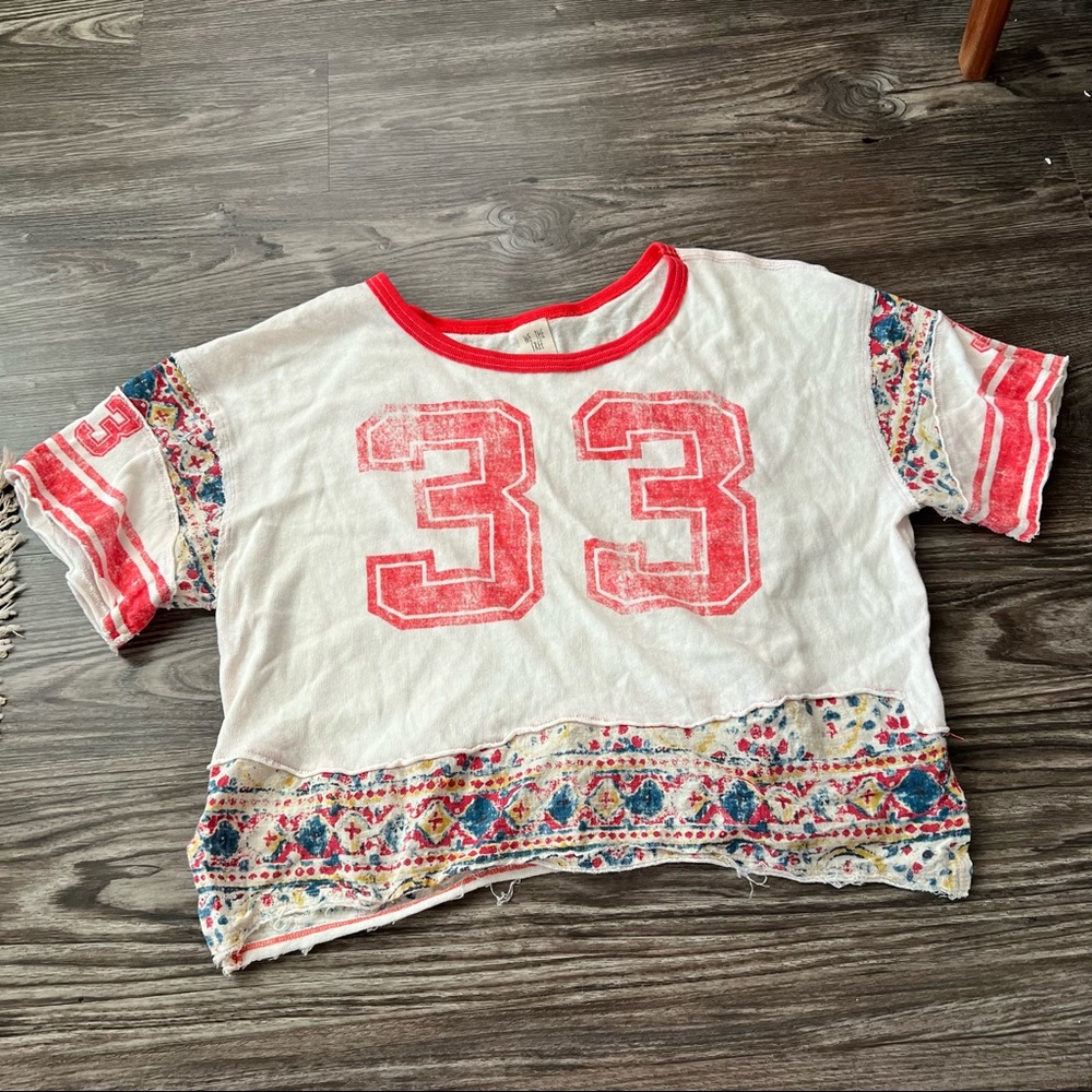 We The Free Red and White Short Sleeve Graphic Tee